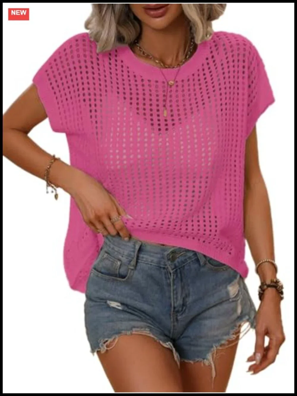 Women's Knit Sweater Vest Tank Top Hollow Out Cap Sleeve Summer Beach Cover Up